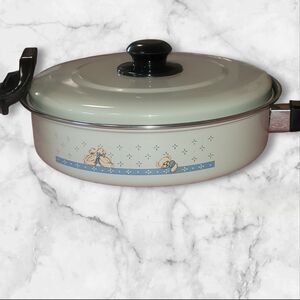 Vtg Set 2 Tienshan Theodore Country Bear Pans Stock Pot Skillet With One Lid EUC